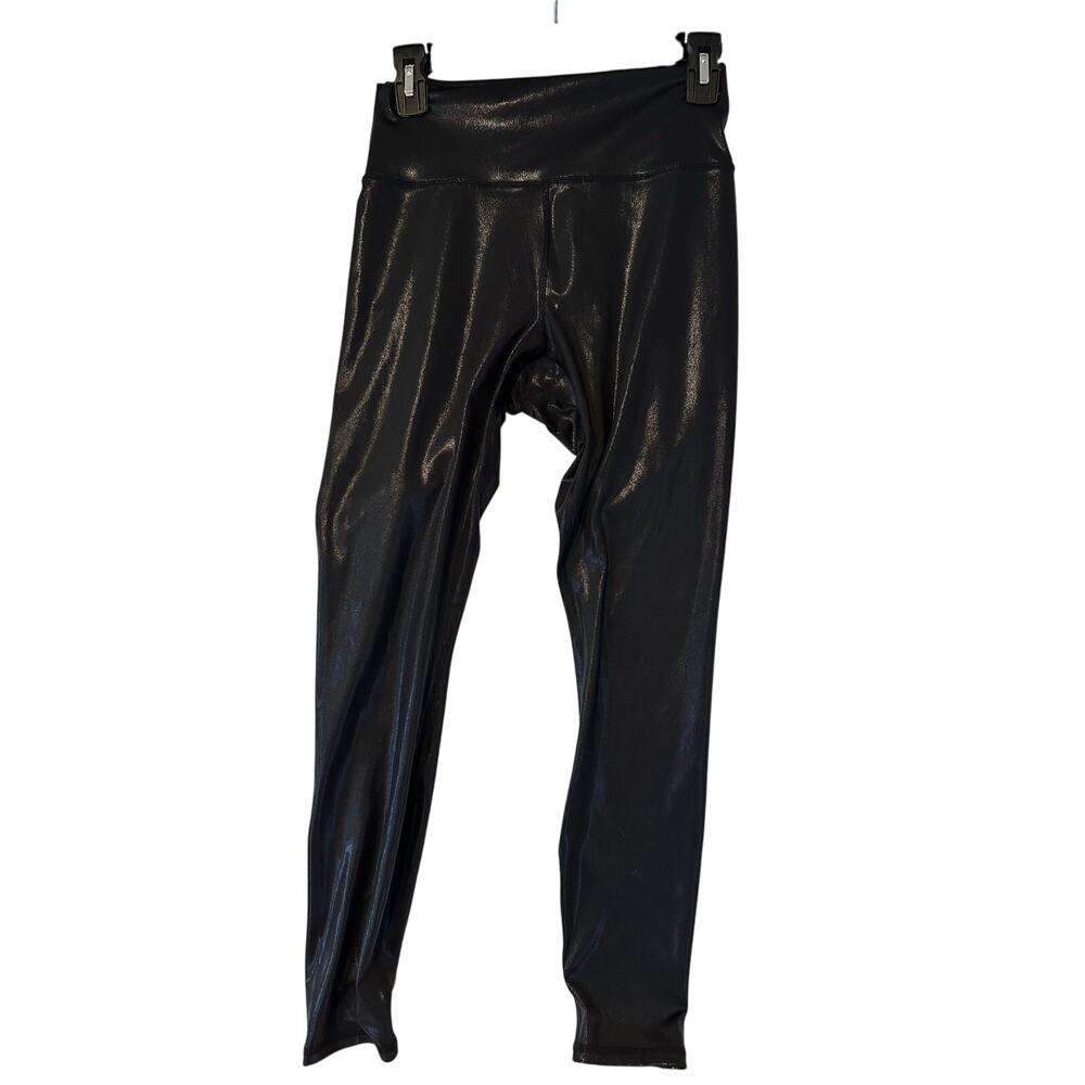 Fabletics Womens Black Fog Foil Skinny Workout Gym High Waisted Leggings Medium